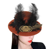 Maxbell Steampunk Top Hats Hairpin Funky Cap Felt Top Hat for Women Carnival Cosplay