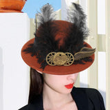 Maxbell Steampunk Top Hats Hairpin Funky Cap Felt Top Hat for Women Carnival Cosplay