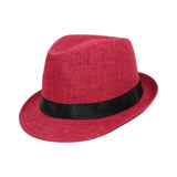 Maxbell Kids Straw Hat Durable Children Breathable Top Hat for Parties Street Hiking Red