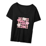 Maxbell Women's T Shirt Casual Soft Short Sleeve Tops for Street Daily Wear Shopping XXL Black