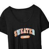 Maxbell Women's T Shirt Fashion Loose Fit Streetwear Female Tee Shirts Clothes Black S