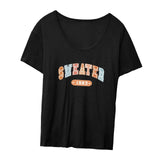 Maxbell Women's T Shirt Fashion Loose Fit Streetwear Female Tee Shirts Clothes Black XL