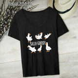 Maxbell Women's T Shirt Female Tee Shirts Summer Goose Print Casual Crewneck Clothes S