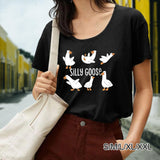 Maxbell Women's T Shirt Female Tee Shirts Summer Goose Print Casual Crewneck Clothes S