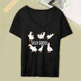 Maxbell Women's T Shirt Female Tee Shirts Summer Goose Print Casual Crewneck Clothes S
