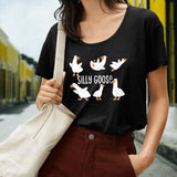 Maxbell Women's T Shirt Female Tee Shirts Summer Goose Print Casual Crewneck Clothes S