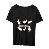 Maxbell Women's T Shirt Female Tee Shirts Summer Goose Print Casual Crewneck Clothes M