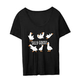 Maxbell Women's T Shirt Female Tee Shirts Summer Goose Print Casual Crewneck Clothes M