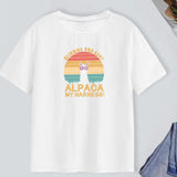 Maxbell Women Letter Printed T Shirt Fashion Round Neck Tee for Home Climbing Street M