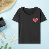 Maxbell Women's T Shirt Streetwear Summer Heart Pattern Round Neck Stylish Basic Tee S