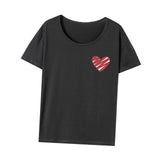 Maxbell Women's T Shirt Streetwear Summer Heart Pattern Round Neck Stylish Basic Tee M