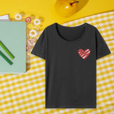 Maxbell Women's T Shirt Streetwear Summer Heart Pattern Round Neck Stylish Basic Tee M