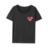 Maxbell Women's T Shirt Streetwear Summer Heart Pattern Round Neck Stylish Basic Tee L