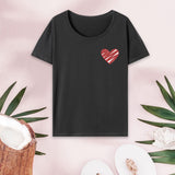 Maxbell Women's T Shirt Streetwear Summer Heart Pattern Round Neck Stylish Basic Tee L