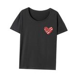 Maxbell Women's T Shirt Streetwear Summer Heart Pattern Round Neck Stylish Basic Tee XXL