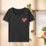 Maxbell Women's T Shirt Streetwear Summer Heart Pattern Round Neck Stylish Basic Tee XXL