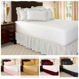 Max pure color elastic band bed skirt bed apron 120cmx200cm+38cm White