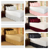 Max pure color elastic band bed skirt bed apron 120cmx200cm+38cm White