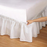 Max pure color elastic band bed skirt bed apron 120cmx200cm+38cm White