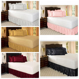 Max pure color elastic band bed skirt bed apron 120cmx200cm+38cm White
