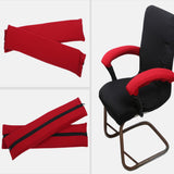 1Pair Chair Armrest Cover Zipper Elastic Chair Arm Cover Protector Red