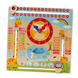 Max Educational Wooden Calendar Toy Clock Date Weather Chart Kids Children
