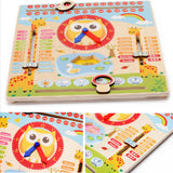 Max Educational Wooden Calendar Toy Clock Date Weather Chart Kids Children