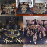 Max 3Pcs Bedding Set Golden Print Duvet Cover Pillowcase Eyes - 173cmx218cm - Aladdin Shoppers