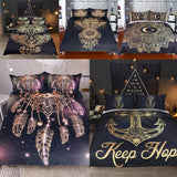 Max 3Pcs Bedding Set Golden Print Duvet Cover Pillowcase Eyes - 173cmx218cm - Aladdin Shoppers