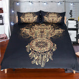 Max 3Pcs Bedding Set Golden Print Duvet Cover Pillowcase Dreamcatcher-228x228cm