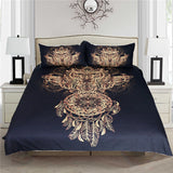 Max 3Pcs Bedding Set Golden Print Duvet Cover Pillowcase Dreamcatcher-228x228cm