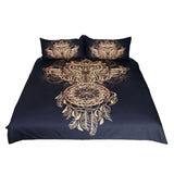 Max 3Pcs Bedding Set Golden Print Duvet Cover Pillowcase Dreamcatcher-228x228cm