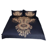 Max 3Pcs Bedding Set Golden Print Duvet Cover Pillowcase Dreamcatcher-228x228cm