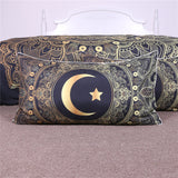 Max 3Pcs Bedding Set Golden Print Duvet Cover Pillowcase Moon -203cmx228cm