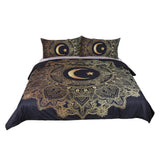 Max 3Pcs Bedding Set Golden Print Duvet Cover Pillowcase Moon -203cmx228cm