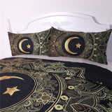 Max 3Pcs Bedding Set Golden Print Duvet Cover Pillowcase Moon -203cmx228cm