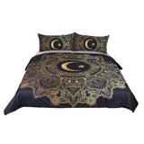 Max 3Pcs Bedding Set Golden Print Duvet Cover Pillowcase Moon -203cmx228cm