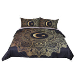 Max 3Pcs Bedding Set Golden Print Duvet Cover Pillowcase Moon -203cmx228cm