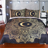 Max 3Pcs Bedding Set Golden Print Duvet Cover Pillowcase Moon -203cmx228cm