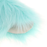 Max Soft Sheepskin Fluffy Faux Fur Rug Mat Small Rugs Flower 60cm Lake Blue