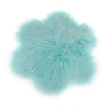 Max Soft Sheepskin Fluffy Faux Fur Rug Mat Small Rugs Flower 60cm Lake Blue