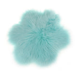 Max Soft Sheepskin Fluffy Faux Fur Rug Mat Small Rugs Flower 60cm Lake Blue