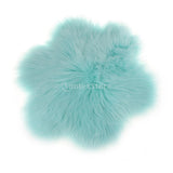 Max Soft Sheepskin Fluffy Faux Fur Rug Mat Small Rugs Flower 60cm Lake Blue