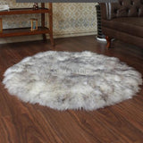 Max 80cm Soft Sheepskin Fluffy Skin Faux Fur Fake Rug Mat Rugs White and Gray