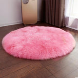 Max 80cm Soft Sheepskin Fluffy Skin Faux Fur Fake Rug Mat Rugs Dark Pink