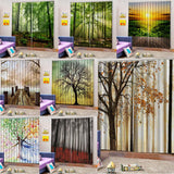 Max Set of 2 Panel Digital Printing 3D Curtains Window  autumn tree