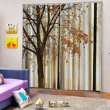 Max Set of 2 Panel Digital Printing 3D Curtains Window  autumn tree