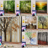Max Set of 2 Panel Digital Printing 3D Curtains Window  autumn tree