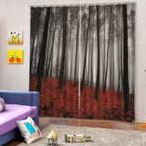 Max Set of 2 Panel Digital Printing 3D Curtains Window  flower and tree