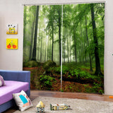 Max Set of 2 Panel Digital Printing 3D Curtains Window  Forest